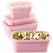 4 шт., силиконовая складная коробка для бэнто, Складной Портативный Ланч-бокс для еды, столовая посуда, контейнер для еды, миска для детей