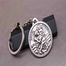 Novo clássico charme st. christopher chaveiro, jesus cruz chaveiro do carro chave, bolsa, presente de natal lembrança