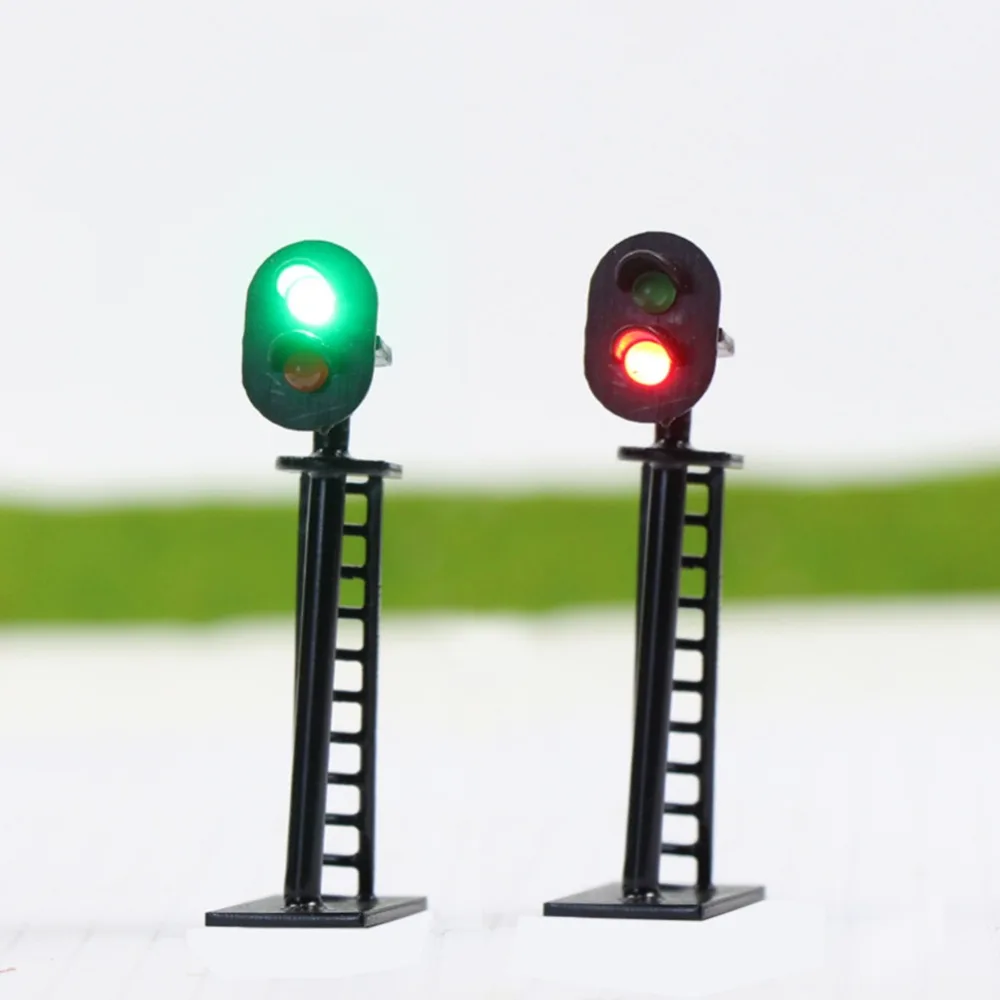 

5pcs Model Railway 2-Light Block Signal Green/Red N Scale 4cm 12V Led JTD05 model traffic signals led lights model building kit