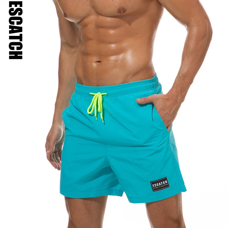 Escatch новые быстросохнущие мужские шорты для плавания летние мужские пляжные шорты для серфинга пляжные шорты спортивные шорты для бега - Цвет: Небесно-голубой