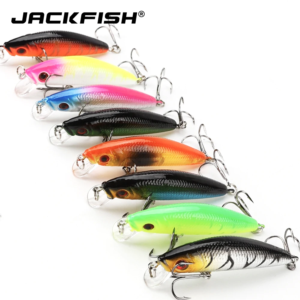 JACKFISH 8 шт./лот 5 см/7 г приманка в виде гольяна твердые рыболовные приманки с
