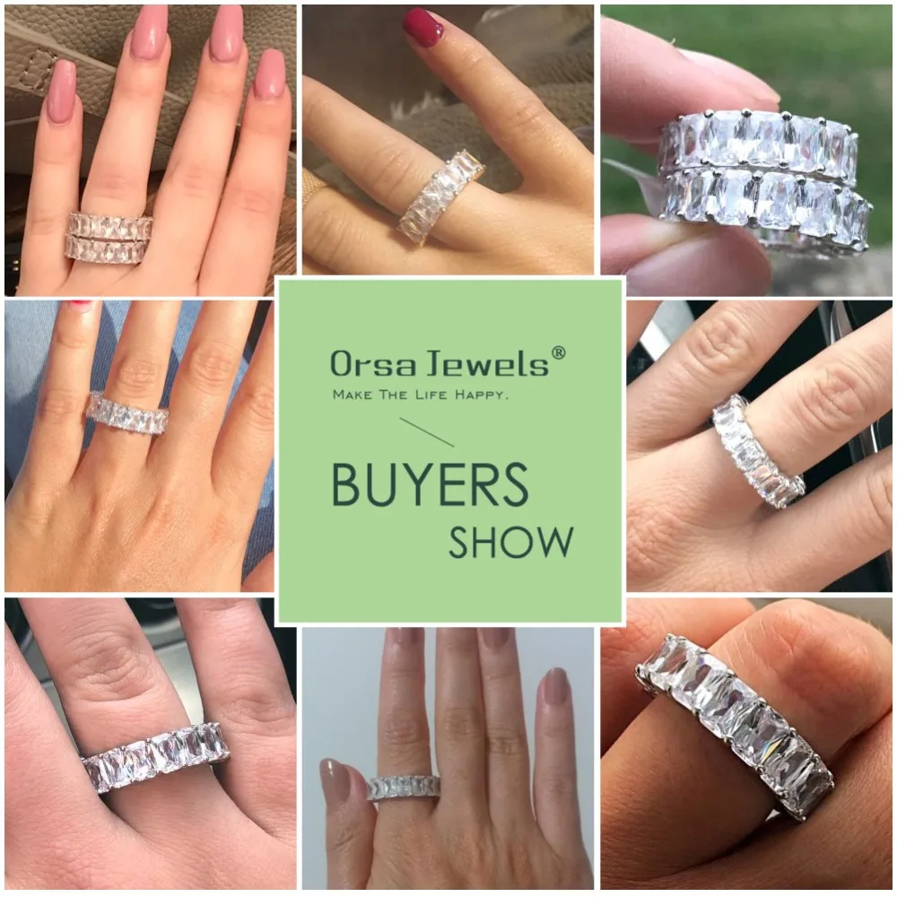 ORSA JEWELS Роскошные Кольца Один Ряд 17 Штук Сверкающих ААА Австрийских Фианитов 0.7 мм Модный Серебряный Цвет Кольцо для Женщин OR146