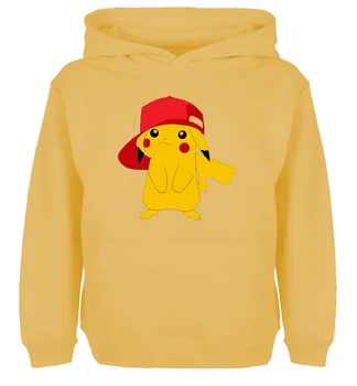 

Wearing Ash Hat Pikachu Pokemon Design High Quality Hoodie Men's Women's Winter Cotton Sweatshirt