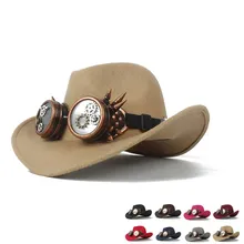 Детский Steapunk полый западная ковбойская шляпа Roll-up Brim мальчик девочка Outblack Sombrero Hombre джаз шляпа размер 52-54