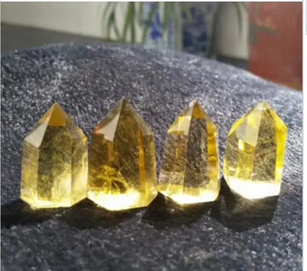

wangfafa8800002064++4pcs NATURAL Citrine QUARTZ CRYSTAL WAND POINT HEALING