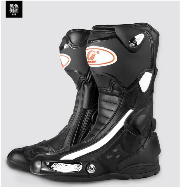 Мотоботы Pro biker SPEED Bikers Moto Racing boots кожаные высокие ботинки для мотокросса черные/белые/красные B1002 - Цвет: Черный