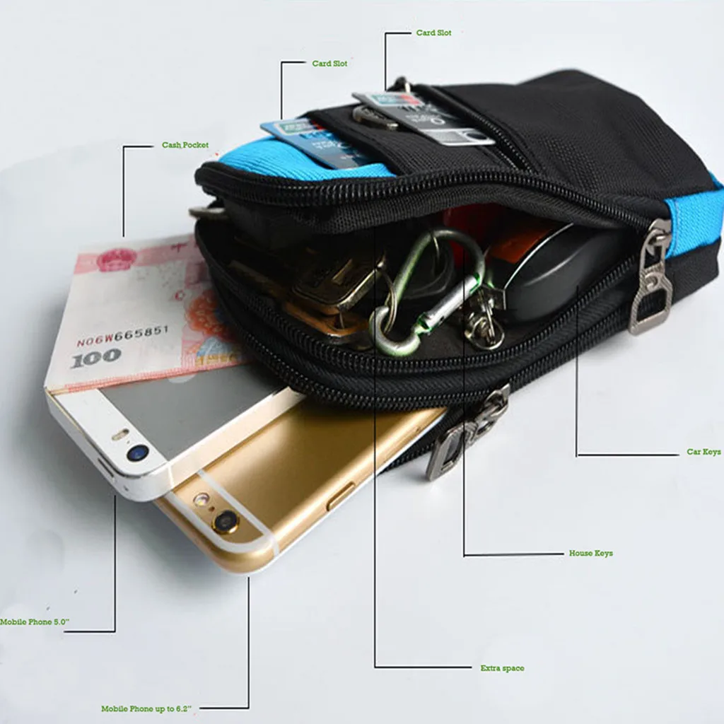 Nylon Crossbody Bag Purse Cell Phone Wallet Case Casual Handbag Water Resistant with detachable strap for Men Women Waist Belt