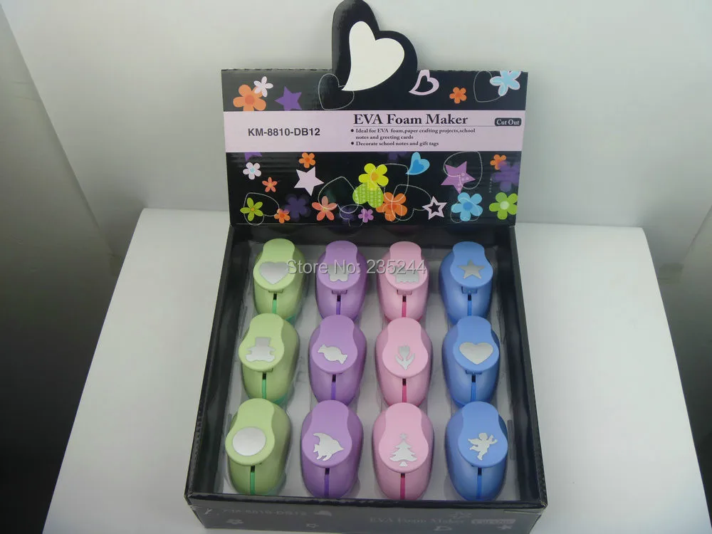 

free shipping 12pcs/color box of 1"(2.5cm) eva foam punch for Scrapbook Handmade/scrapbooking punches/troqueladora de papel