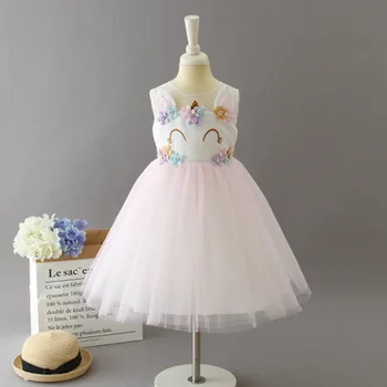 

Unicorn Tutu for Girls sleeveless Elegant Princess Dresses mesh Party Dress Kids Ball Gown Halloween Easter Costume