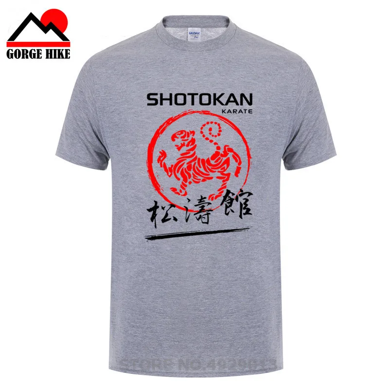 Японские Kanji Shotokan каратэ футболки мужские хлопковые летние с коротким рукавом