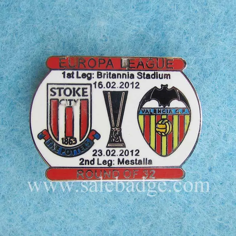 Custom Metal Europe League Lapel Pins Football Hard Enamel Badgein Badges from Home & Garden on