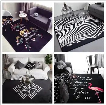 

INS Large Super Soft Carpet Flannel black and white Prayer Rug 15mm thick soft for living room play mat Non-slip tapis blanket