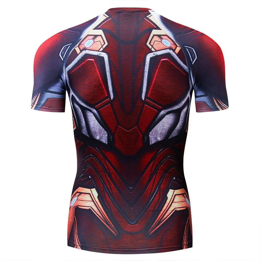 High Quality Hot-selling Fitness Gym Bodybuilding O-Neck Polyester TShirt 3D Marvel Avengers Endgame Iron Man T Shirt Men