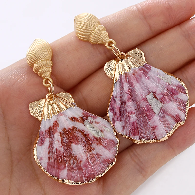 

Flashbuy Simple Unique Shell Long Drop Earrings For Women Color seashell Fashion Irregular Jewelry Earrings Wedding Party
