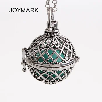 

5pcs/lot Rhombus Geometric Pattern Big Hollow Cage Mexican Chime Magic Box Sound Bell Pendant Harmony Pregnancy Necklace HCPN50
