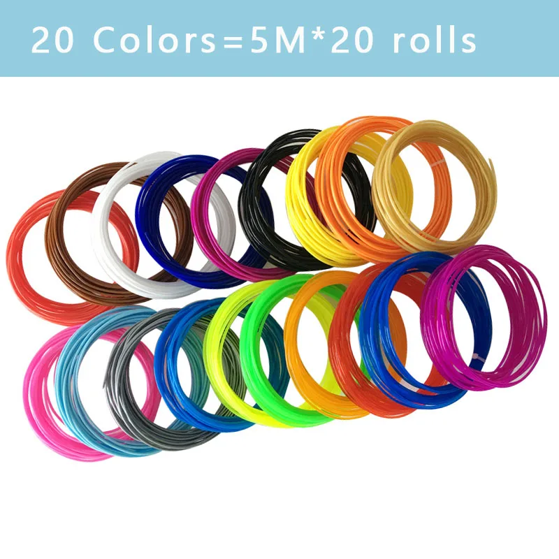 5M PLA 20 Rolls Нить для 3d принтера PETG 1,75 мм 1 кг abs металл дерево TPU Карбон PLA пластик материал нить для печати - Цвет: 5M PLA 20 Rolls