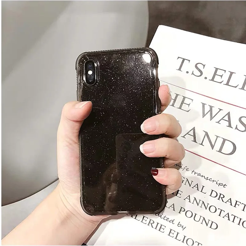 Slim Glitter Bling Powder Transparent Soft TPU Case Cover on sfor iPhone X 7 6 5s 8 Plus XR XS MAX SE 6s Shiny Phone Capa Coque  (3)