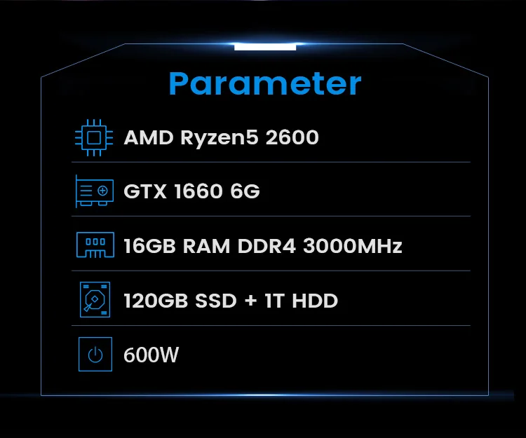 6-ядерный игровой ПК IPASON AMD Ryzen5 2600/DDR4 16G ram/1 T+ 120 GSSD выделенная карта GXT1660 6G PUBG геймеры win10 barebone Настольный ПК