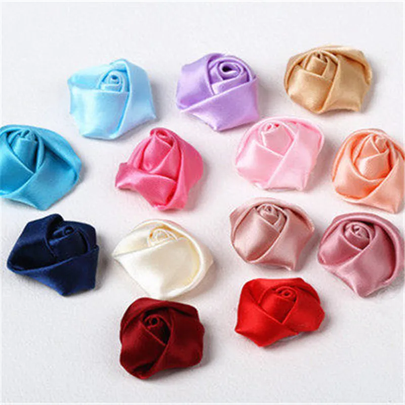 

5.5cm Satin Ribbon 10 pieces/lot Silk Rose flower Wedding bride bouquet boutonniere Headware Kids Hair Christmas Accessories