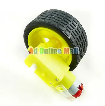 

DC 3-6V 48:1 Drive Gear Motor with tyre for Smart Car Robot Plastic 10Set/Lot