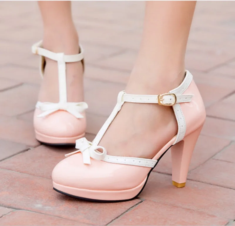

Size 34-43 Women High Heel Sandals Round Toe Heels Shoes Women's Platform Sandals Black bow Wedding Party Lady Footwears