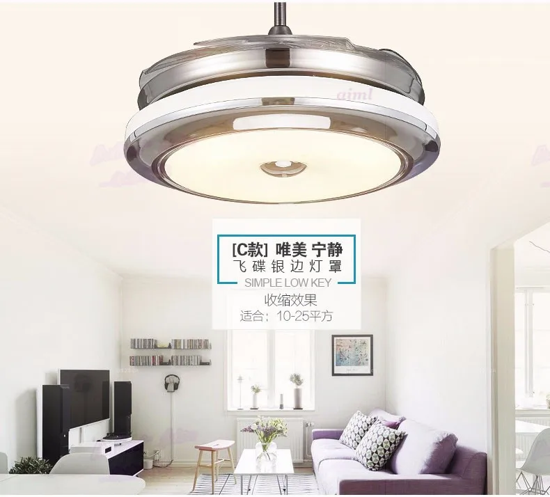 Вентилятор лампа 36 дюймов 4 цвета меняющий свет современный светодиодный Невидимый потолочный вентилятор свет потолочный с дистанционным управлением лампа 90 см 48 Вт/Вентилятор 60 Вт