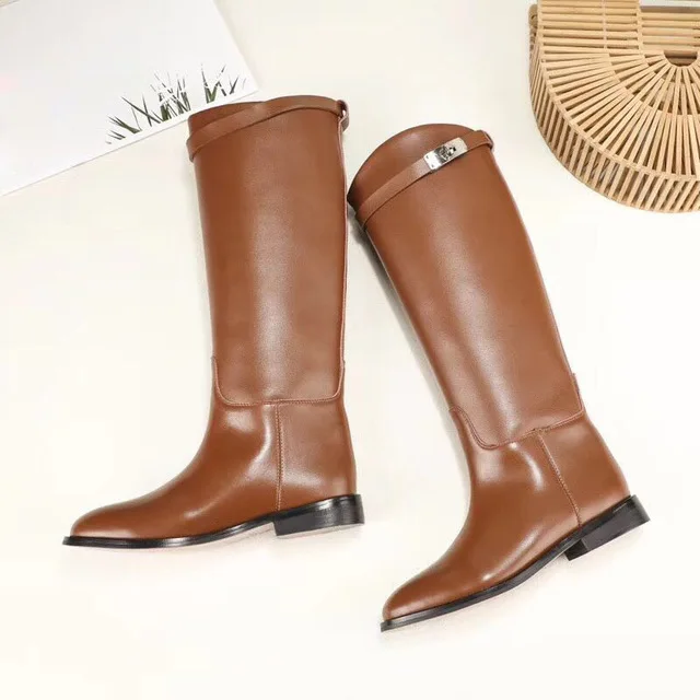 2018-Classical-Genuine-Leather-Gladiator-Knee-high-Boots-Women-one-belt-Metal-lock-Winter-Long-Botas.jpg_640x640