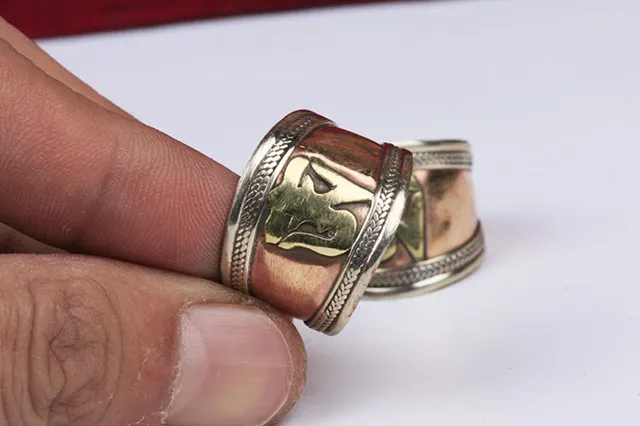 R068 тибетские OM кольца-Амулеты для мужчин красная медь старину открытый палец кольцо