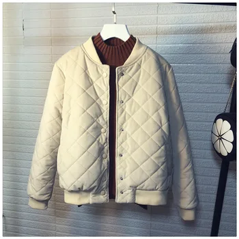 

Autumn Winter Women Short Cotton Coats Warm Thicken Velvet Parka Jackets Students Baseball Outerwear Solid Bombers Tops YH242