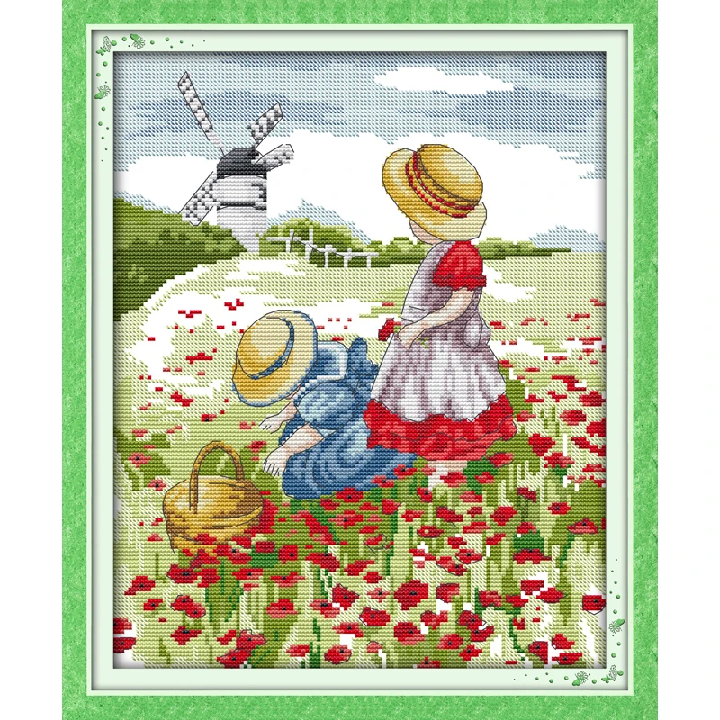 Everlasting love Poppy полевой Китайский Набор для вышивки крестом экологический хлопок с печатью 11CT DIY Новые рождественские украшения подарок