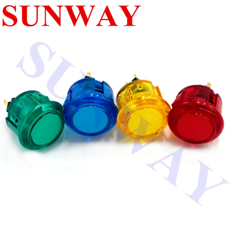 10pcs/lot 30mm Copy Sanwa clear round Push Button transparent sanwa Push button for Coin