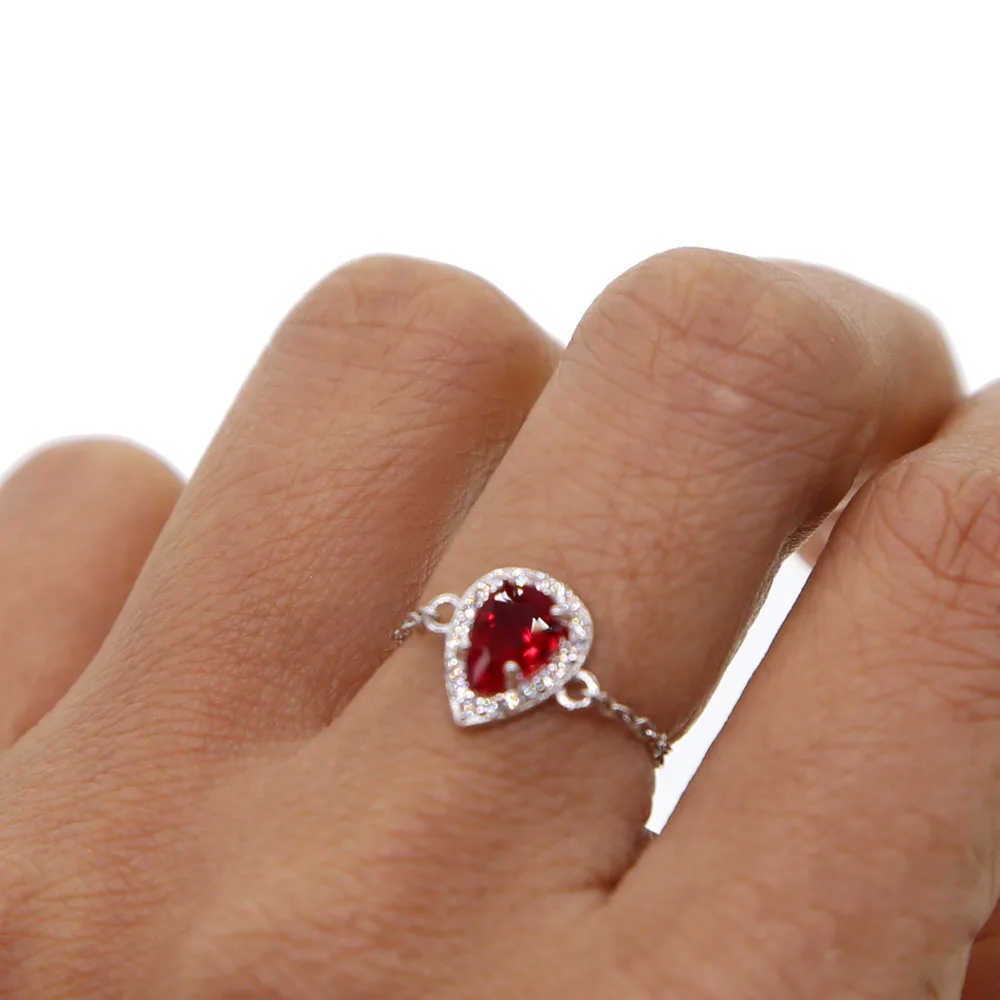 4 цвета tear drop cz Регулируемая цепочка кольцо Модные женские ювелирные изделия - Цвет основного камня: Красный