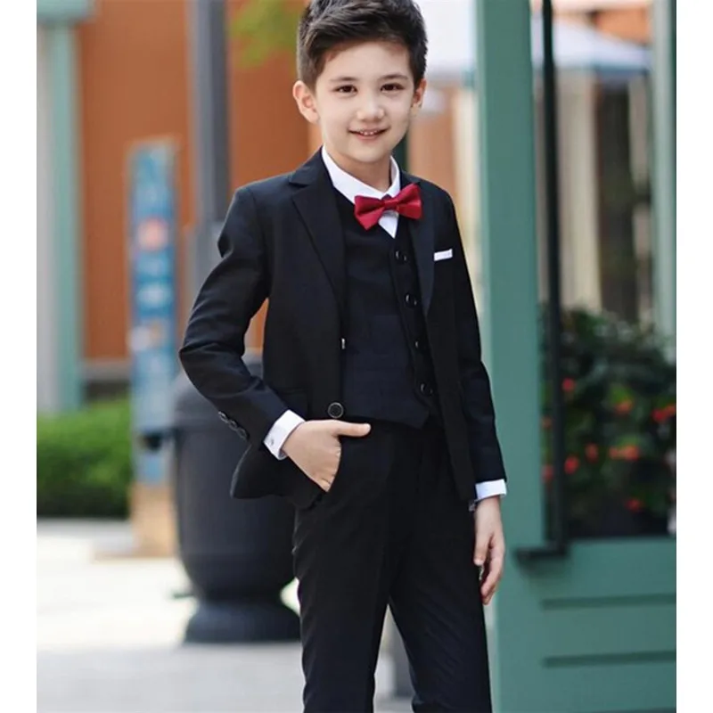 Black Boys Suits for Wedding Prom Boy Suits Formal Costumes for Boys Kids Tuxedo Children's Blazer Clothes 3 (Jacket+Pants+Vest)