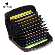 Yufang кошелек для мужчин большой емкости бумажник для карт Crazy Horse Натуральная кожа мужской держатель для карт Винтажный стиль держатель для карт