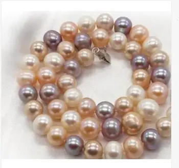 

9-10mm south sea round multicolor pearl necklace 18inch 925s