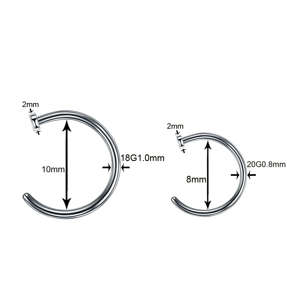 1 шт. титановые панковские кольца шпильки на клипсах для пирсинга носа губ Спиральные кольца ноздри серьги пирсинг носовой перегородки женские ювелирные изделия