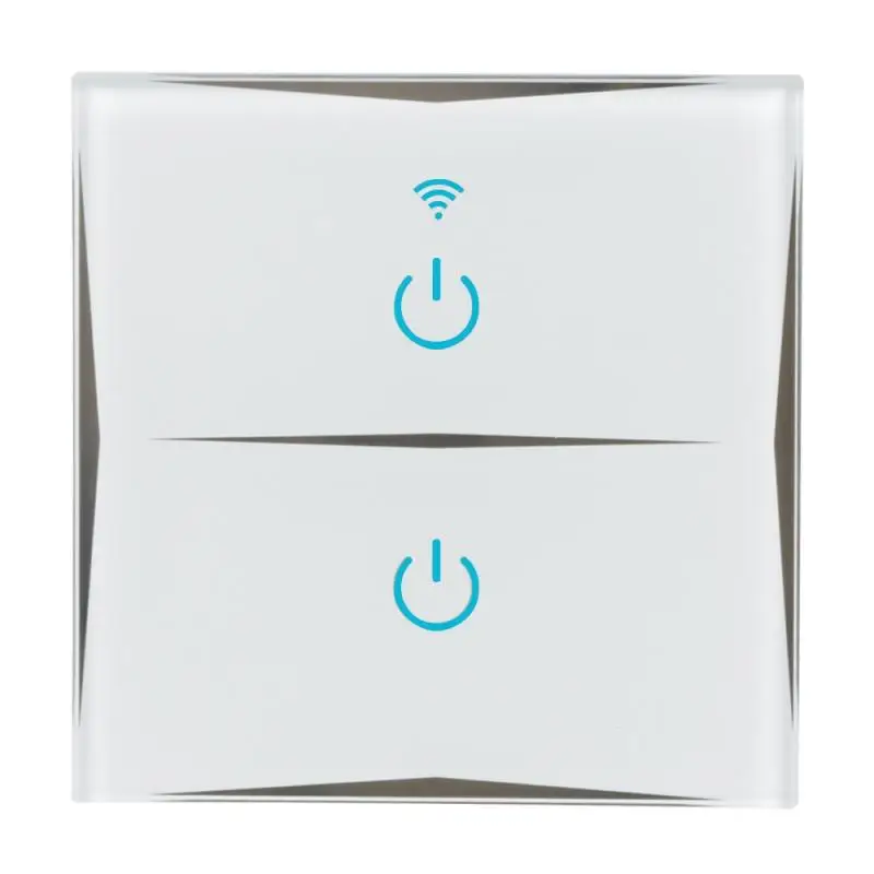 

QIACHIP UK/EU Wireless 2 Gang Wifi Light Switch,Smart Home Automation Mobile Remote Control RF Touch Panel Switch