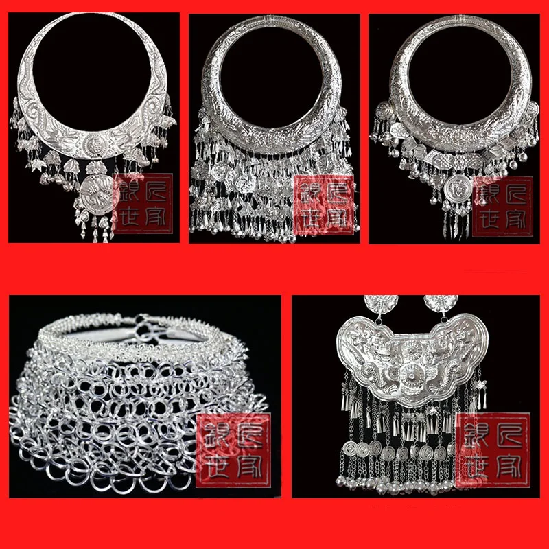 

Hmong Silver collar necklace Miao silver collar miao dance accessory Chinese Folk Dance Hmong costumes accessoies