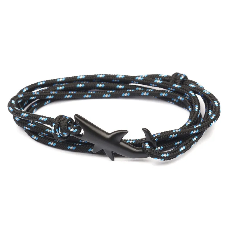 

XiongHang Fashion Jewelry Multilayer Black Alloy Anchor Bracelet Shark Men Leather Bracelet For Women&Men Friendship Bracelets