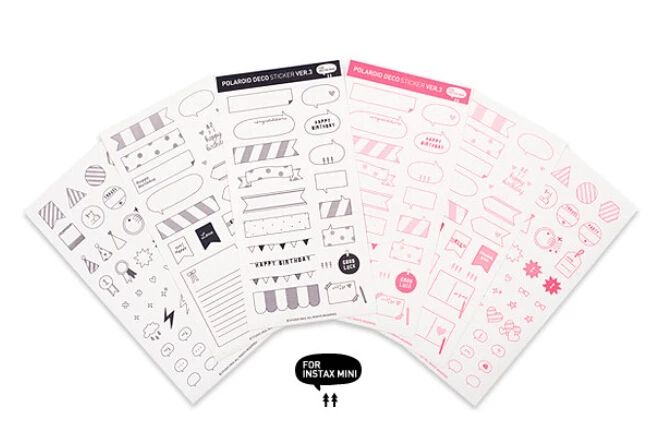 BLACK/PINK paper instax mini polaroid decorative sticker funny banner/message diary stickers | Дом и сад