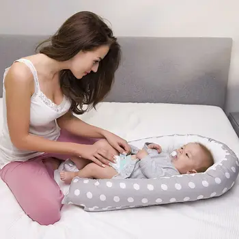 

Removable Baby Nest Bed Sleeper Cotton Soft Babynest Crib Travel Bed Newborn Cot