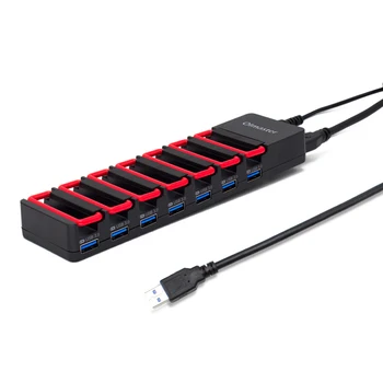 

OImaster USB3.0 Hub Adapter 7 Ports Charging Station High Speed Charger Phone Support with Power Adapter for PC Laptop