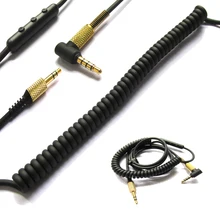 Cabo de áudio de substituição para marshall major 1 2 i ii bluetooth na orelha sobre fones de ouvido prata banhado cabo aux cabos com microfone