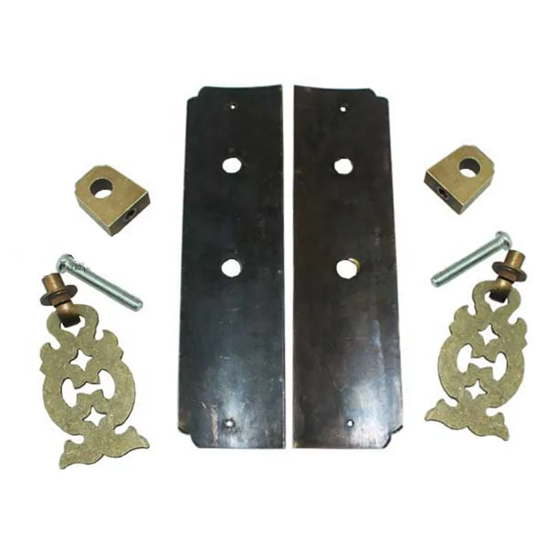 Brass Hardware Set Antique Wooden Box Latch Hasp+Pull Handle+Hinges+Bolts+Old Lock Furniture Accessories
