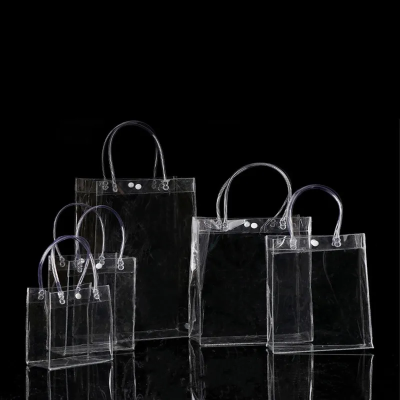 13*15*7 см Прозрачные демонстрационные сумки маленькие, прозрачные подарочные пластиковые пакеты мини ПВХ сумки косметическая сумка с ручкой Упаковка 10 шт./лот