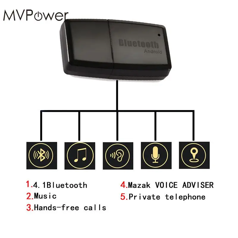 MVpower Мини Авто USB Беспроводной Bluetooth V4.1 + EDR Музыка приемник AUX 3 5 мм стерео адаптер