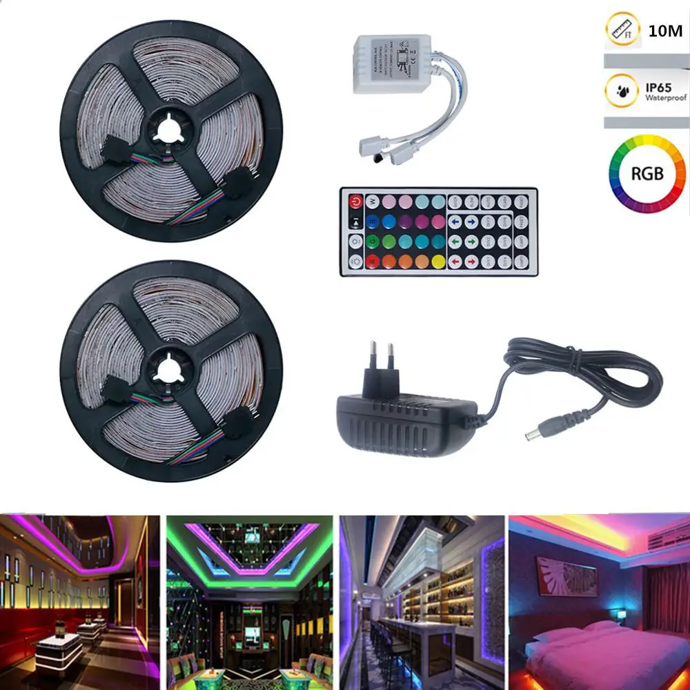 cheap HobbyLane 10M Kitchen Lights Waterproof Strip RGB LED Light Brightness Ribbon Tape Under Cabinet Cupboard Decoration Lights