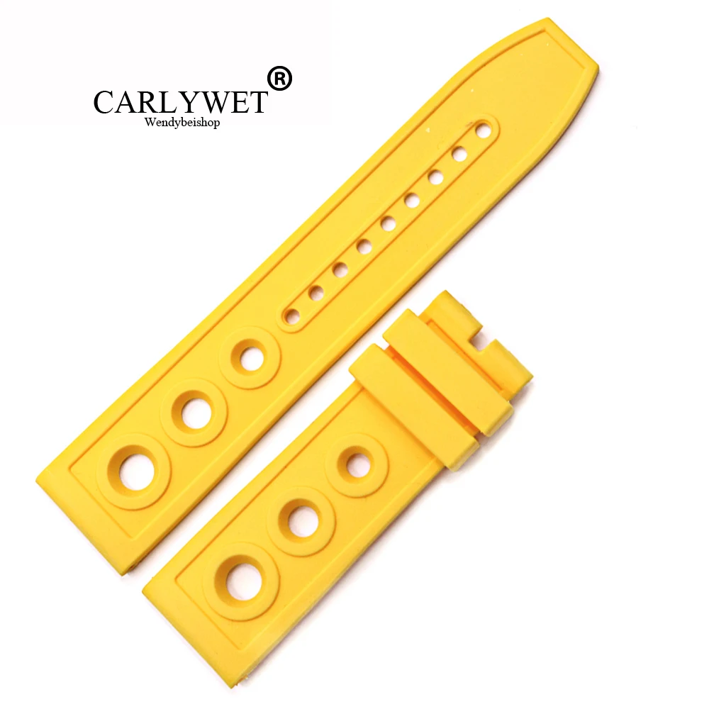 

CARLYWET 22 24mm Wholesale High Quality Waterproof Rubber Silicone Replacement Wrist Watch Band Strap Loops Belt For Superocean