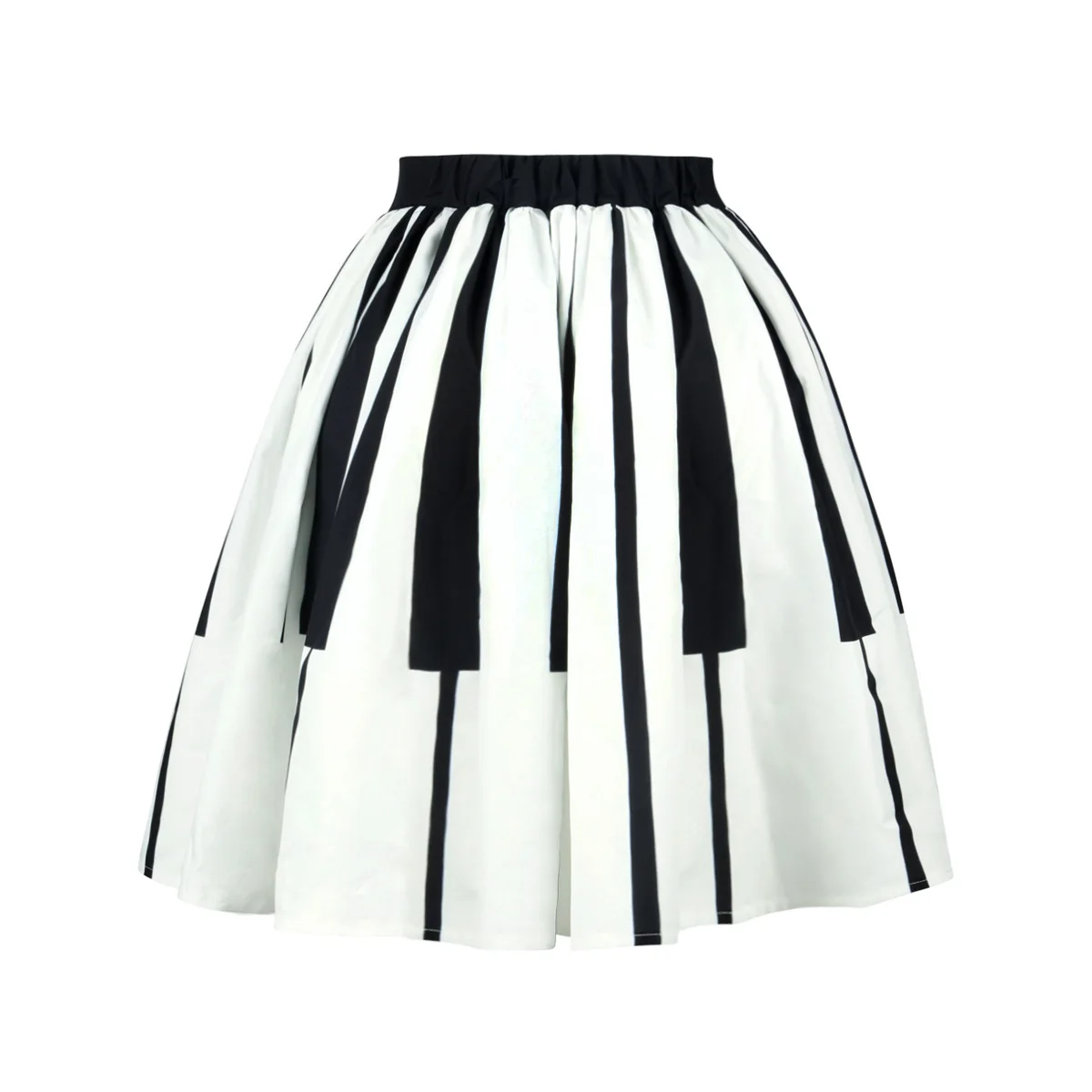 Модная черная юбка с 3D-принтом, Женская юбка с рисунком клавиатуры и пианино, бальное платье выше колена, изящные юбки в стиле пэтчворк для