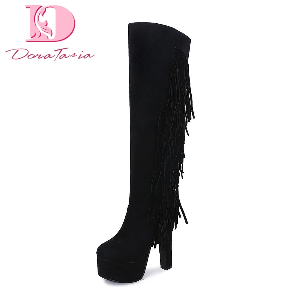 

DoraTasia Brand new Large Size 31-48 High Heels Wholesale knee-high Boots Woman Shoes Platform Party Wedding Boots Shoes Woman